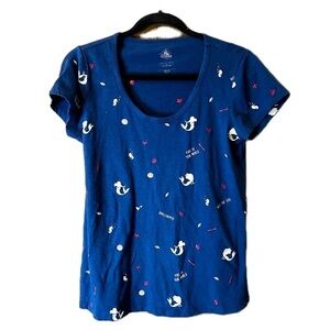 Disney Little Mermaid Blue White Red Ariel Movie Short Sleeve Tee Shirt Sz L